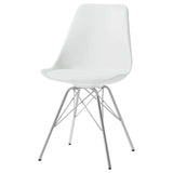 Juniper White/Chrome Armless Dining Chairs, Set of 2 from Coaster - Luna Furniture