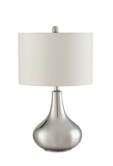 Junko Drum Shade Table Lamp Chrome/White from Coaster - Luna Furniture