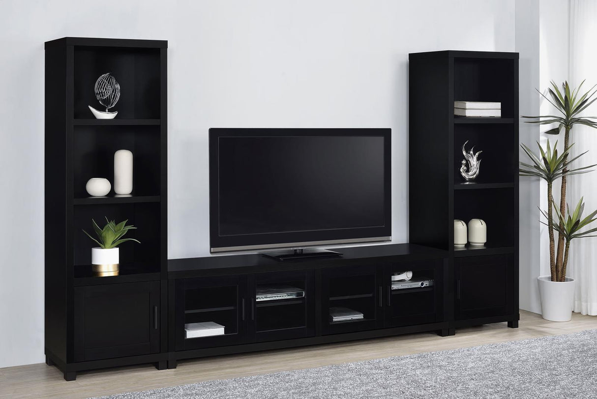 Jupiter 3-shelf Media Tower Bookcase with Storage Cabinet Black from Coaster - Luna Furniture