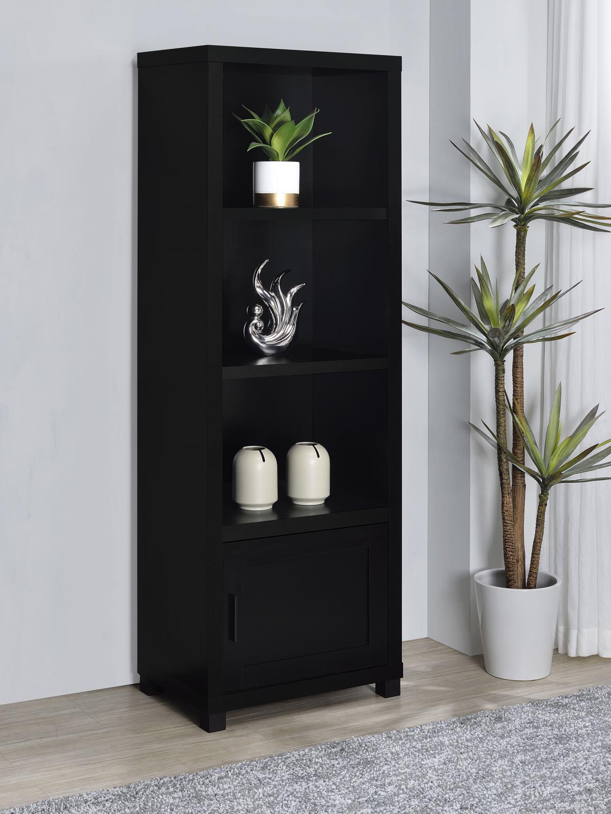 Jupiter 3-shelf Media Tower Bookcase with Storage Cabinet Black - 707756 - Luna Furniture