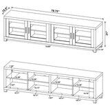 Jupiter 4-door 79" TV Stand Media Console with Framed Glass Panels Black from Coaster - Luna Furniture