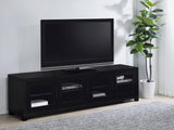 Jupiter 4-door 79" TV Stand Media Console with Framed Glass Panels Black from Coaster - Luna Furniture