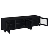 Jupiter 4-door 79" TV Stand Media Console with Framed Glass Panels Black from Coaster - Luna Furniture