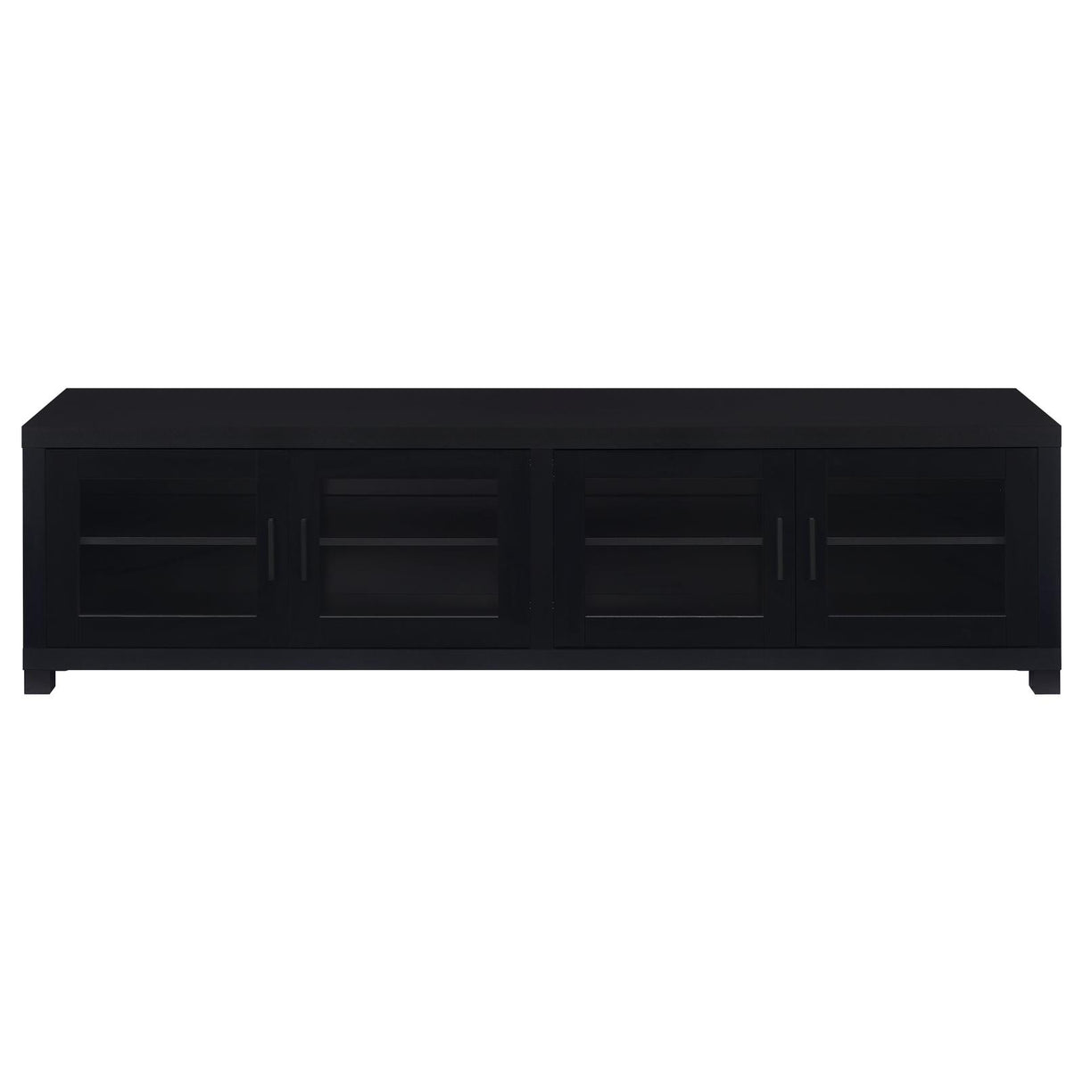 Jupiter 4-door 79" TV Stand Media Console with Framed Glass Panels Black from Coaster - Luna Furniture