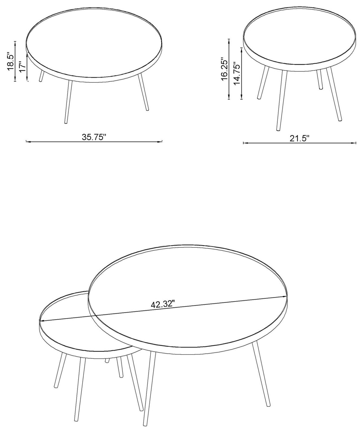 Kaelyn Mirror/Gold 2-Piece Mirror Top Nesting Coffee Table from Coaster - Luna Furniture