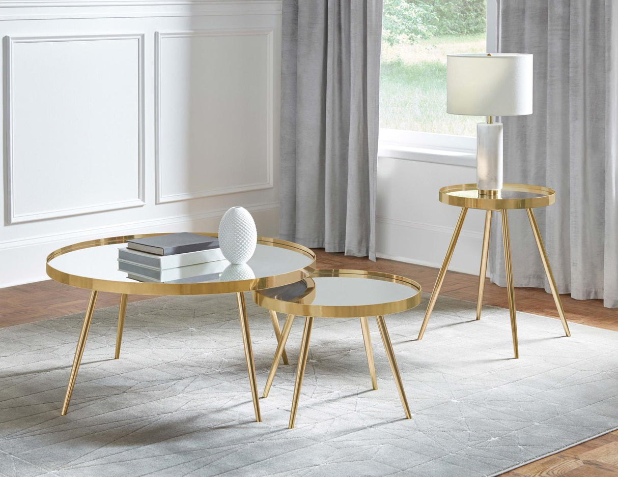 Kaelyn Mirror/Gold 2-Piece Mirror Top Nesting Coffee Table from Coaster - Luna Furniture