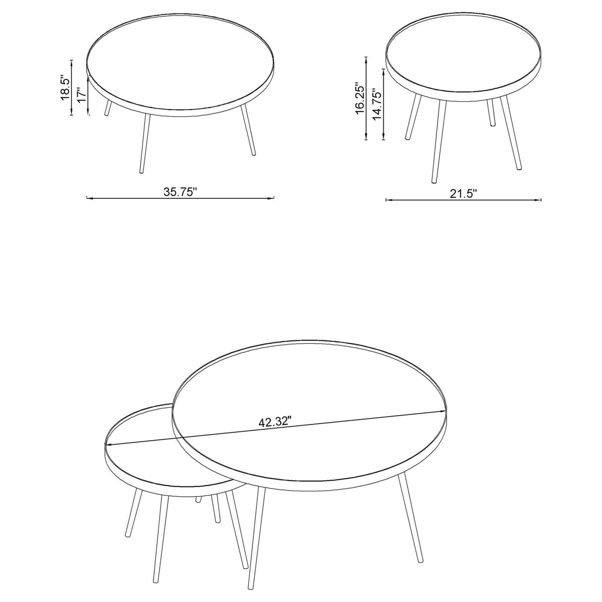 Kaelyn 2-Piece Round Mirror Top Nesting Coffee Table Chrome from Coaster - Luna Furniture