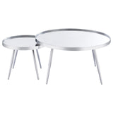 Kaelyn 2-Piece Round Mirror Top Nesting Coffee Table Chrome from Coaster - Luna Furniture