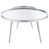 Kaelyn 2-Piece Round Mirror Top Nesting Coffee Table Chrome from Coaster - Luna Furniture