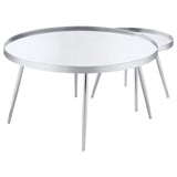 Kaelyn 2-Piece Round Mirror Top Nesting Coffee Table Chrome from Coaster - Luna Furniture