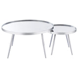 Kaelyn 2-Piece Round Mirror Top Nesting Coffee Table Chrome from Coaster - Luna Furniture