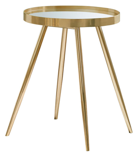 Kaelyn Round Mirror Top End Table Gold from Coaster - Luna Furniture