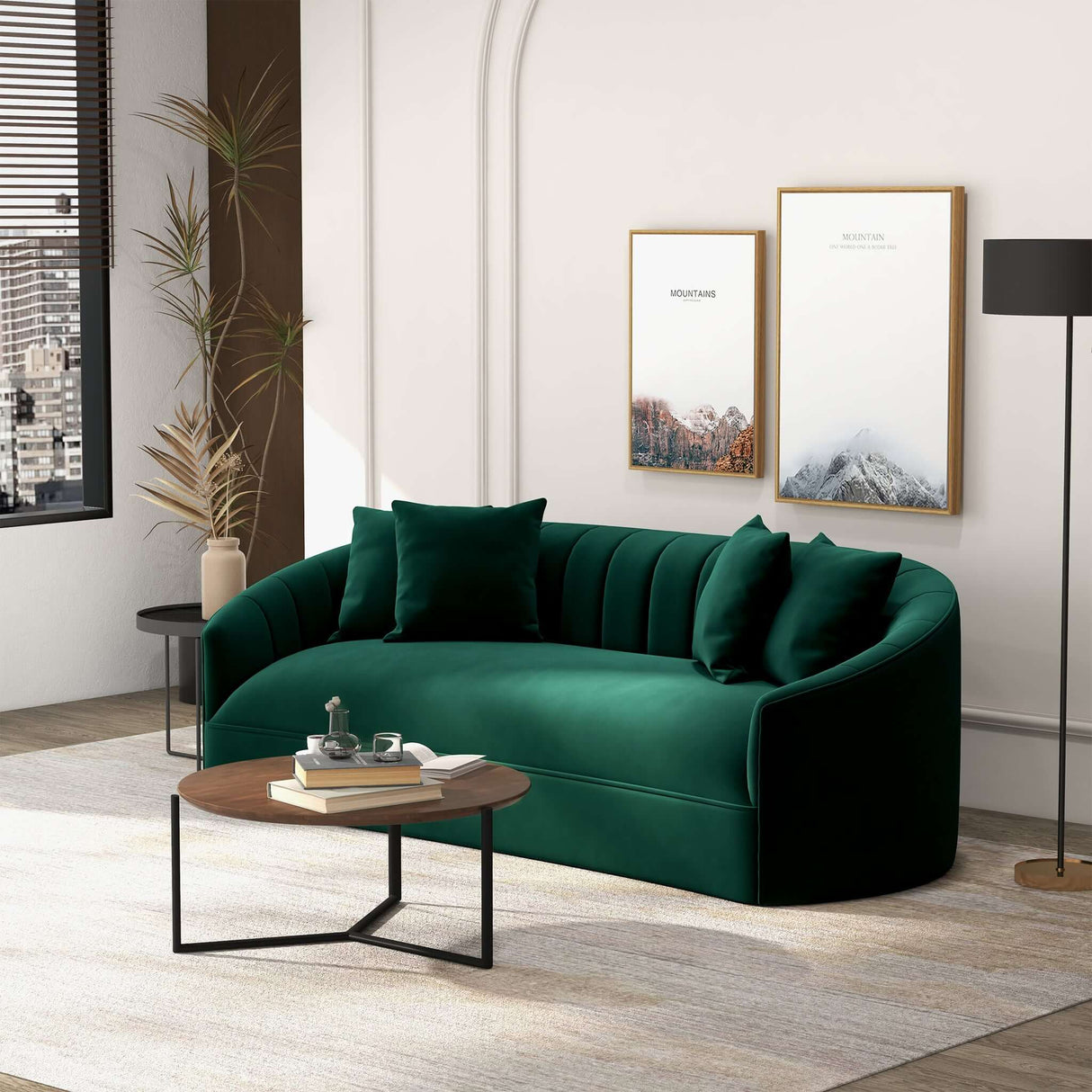 Kante Mid-Century Modern Green Velvet Sofa - AFC01799 - Luna Furniture