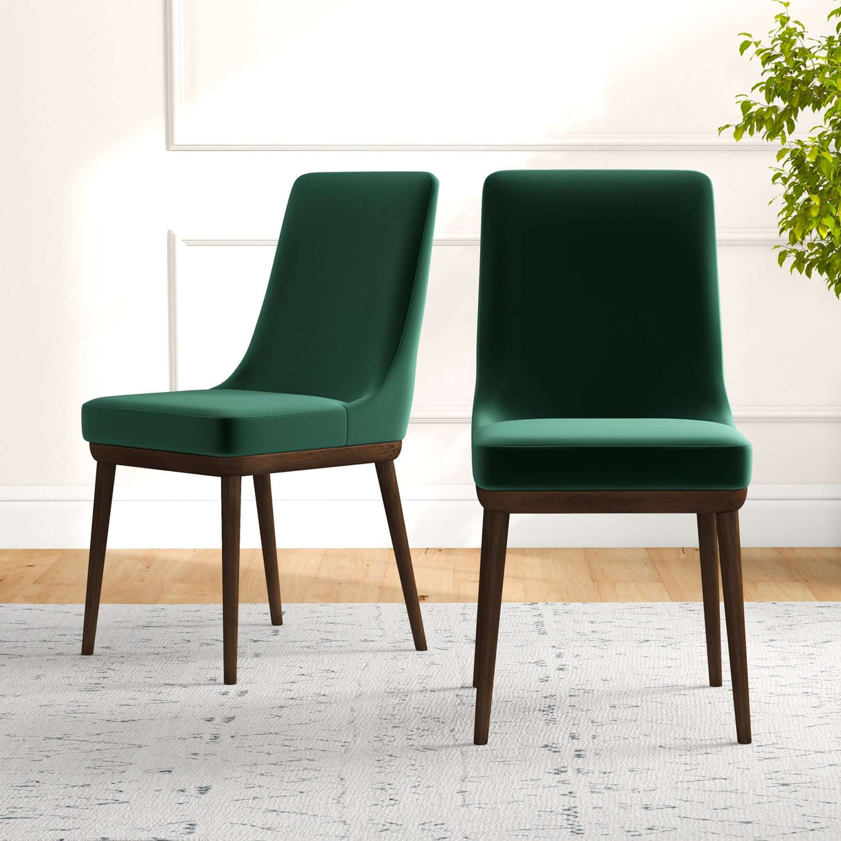 Kate Mid-Century Modern Dining Chair (Set of 2) Blue Polyester Blend - AFC00363 - Luna Furniture