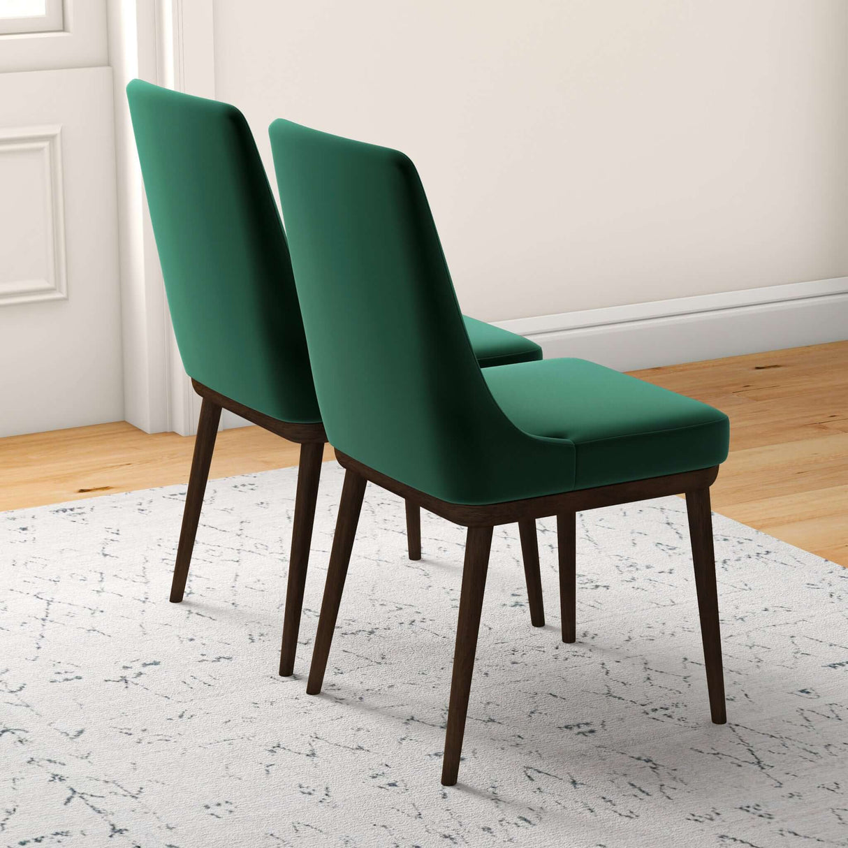 Kate Mid-Century Modern Dining Chair (Set of 2) Blue Polyester Blend - AFC00363 - Luna Furniture