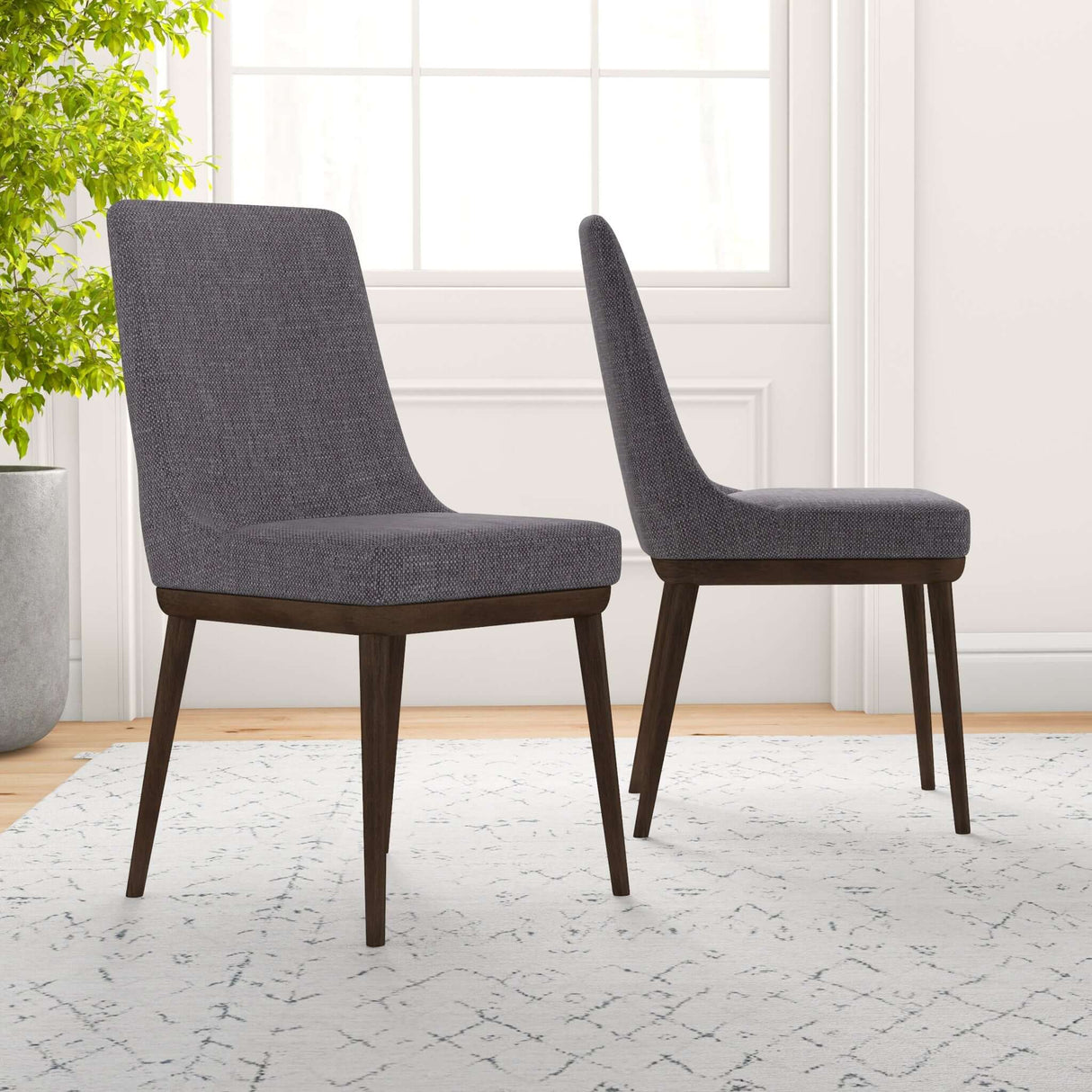 Kate Mid-Century Modern Dining Chair (Set of 2) Blue Polyester Blend - AFC00363 - Luna Furniture