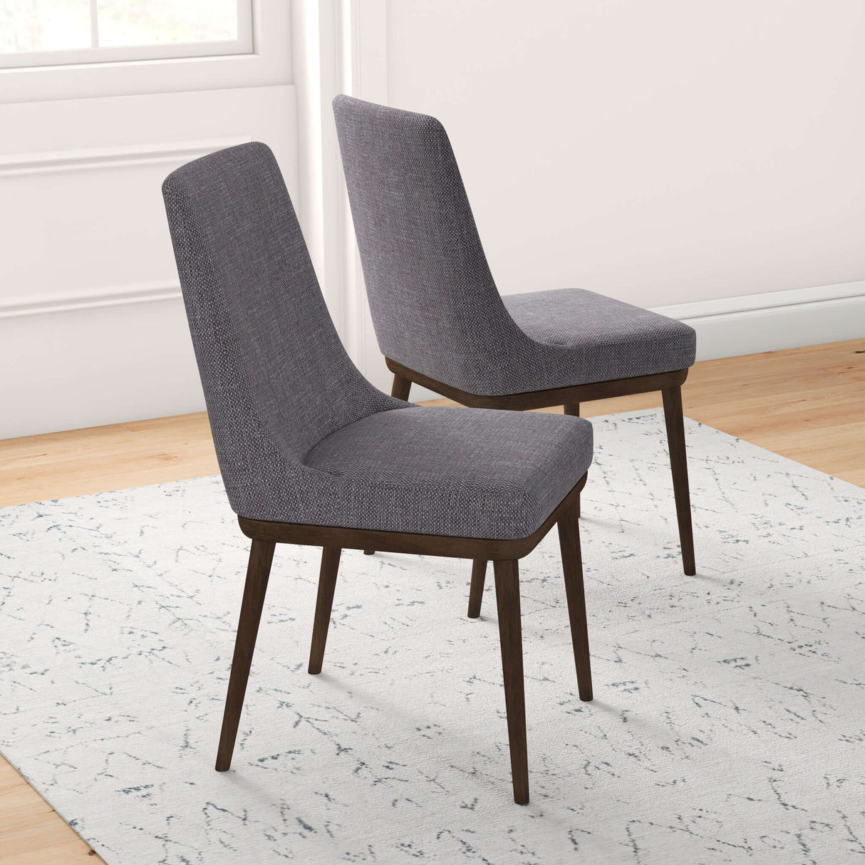 Kate Mid-Century Modern Dining Chair (Set of 2) Blue Polyester Blend - AFC00363 - Luna Furniture