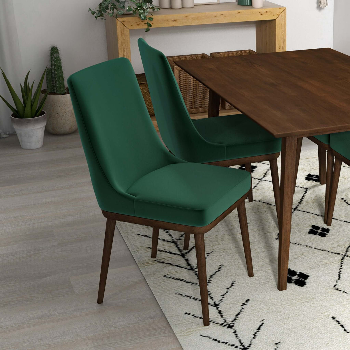 Kate Mid-Century Modern Dining Chair (Set of 2) Green Velvet - AFC00110 - Luna Furniture