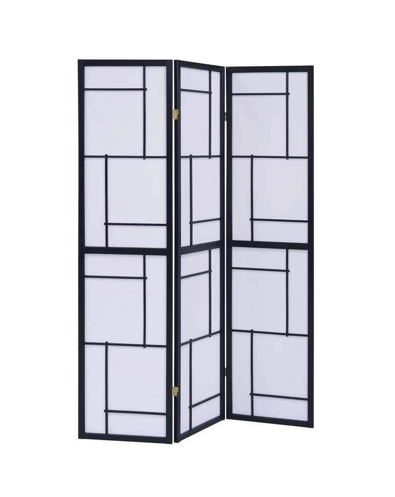 Katerina 3-Panel Folding Floor Screen Black/White from Coaster - Luna Furniture