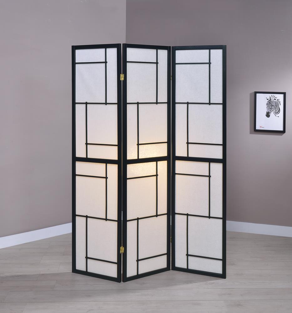 Katerina 3-Panel Folding Floor Screen Black/White from Coaster - Luna Furniture