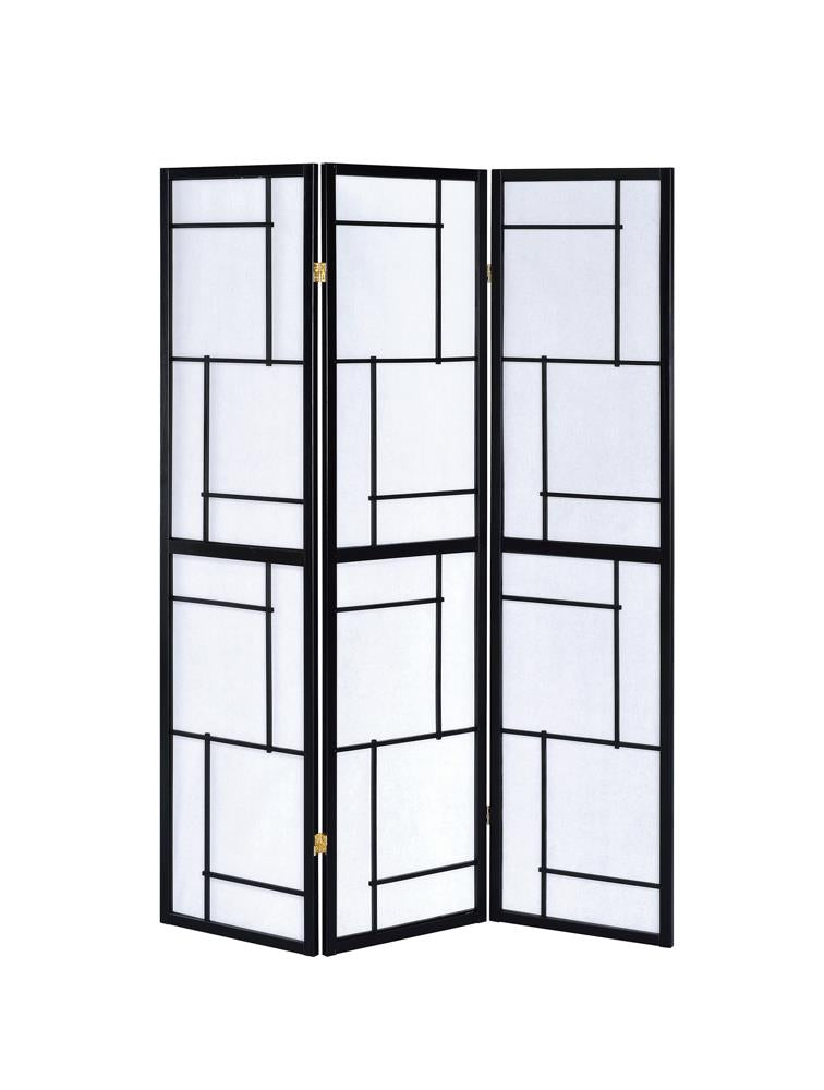 Katerina 3-Panel Folding Floor Screen Black/White from Coaster - Luna Furniture