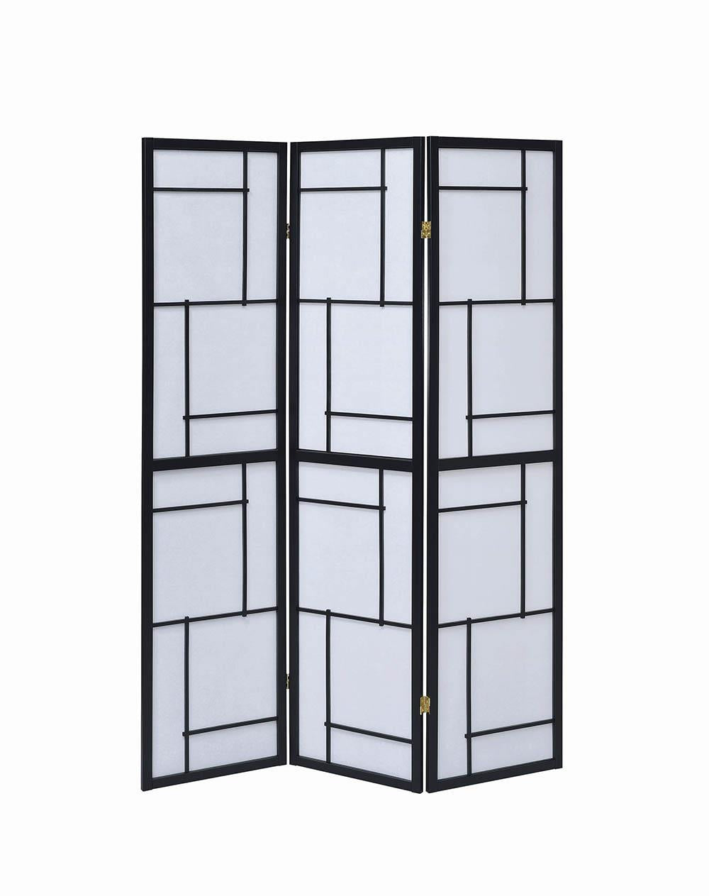 Katerina 3-Panel Folding Floor Screen Black/White from Coaster - Luna Furniture