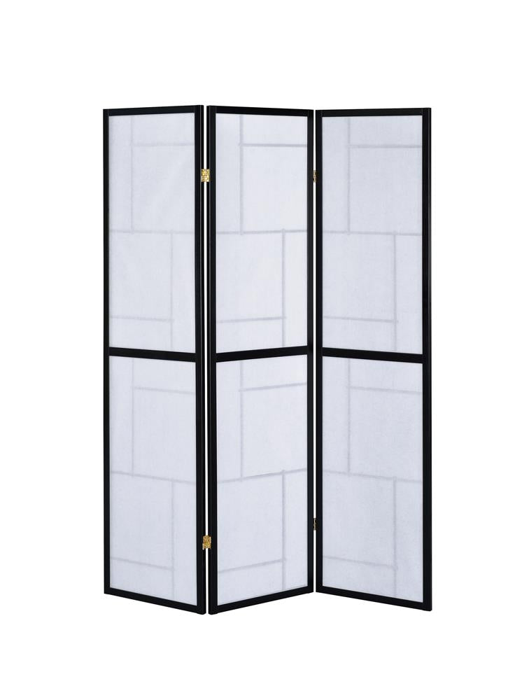 Katerina 3-Panel Folding Floor Screen Black/White from Coaster - Luna Furniture