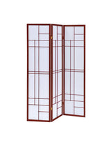 Katerina 3-Panel Folding Floor Screen White/Cherry from Coaster - Luna Furniture