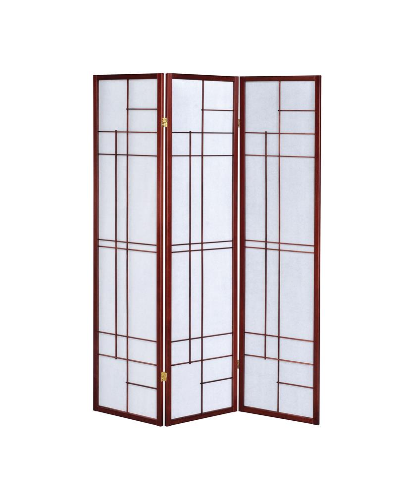 Katerina 3-Panel Folding Floor Screen White/Cherry from Coaster - Luna Furniture