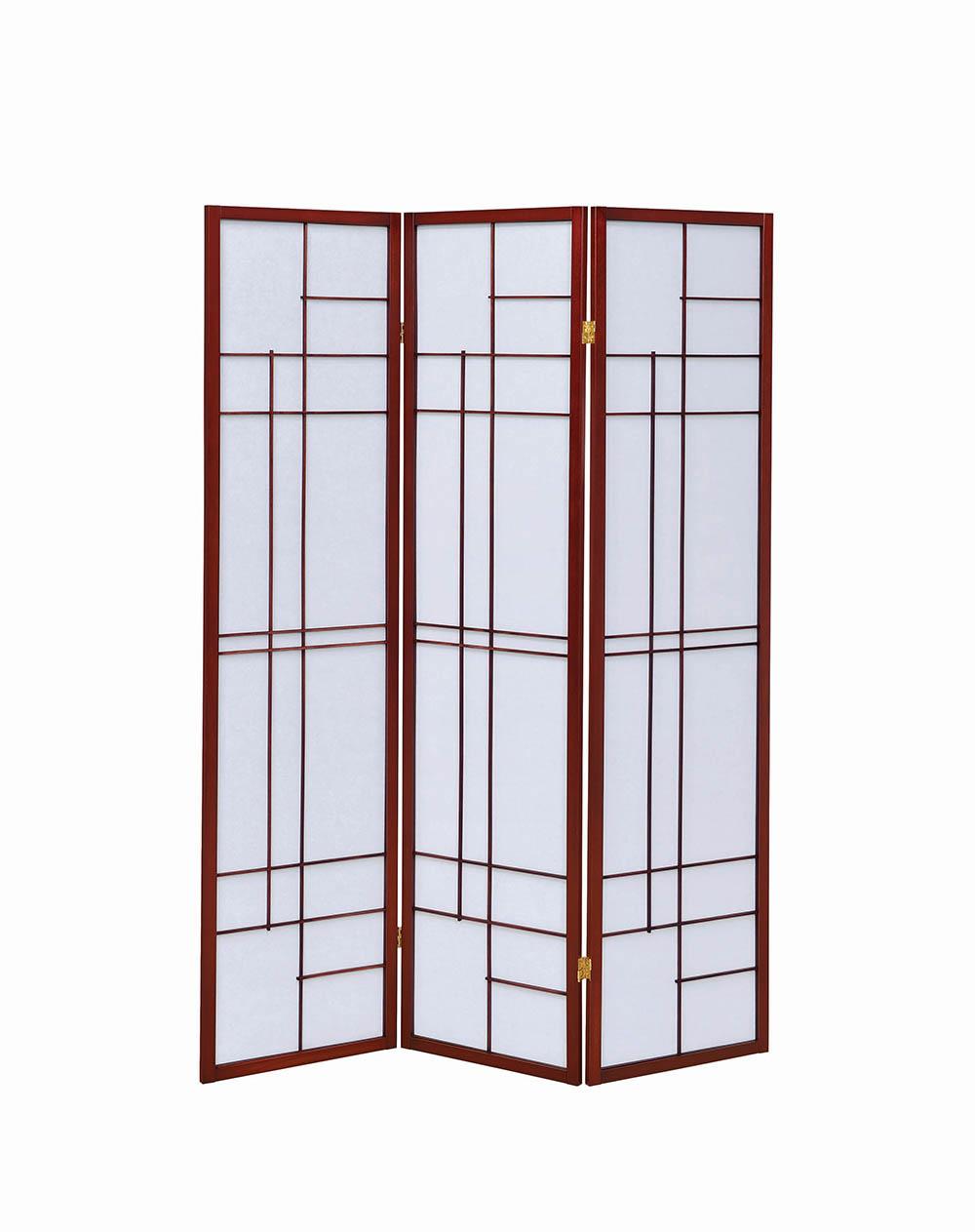 Katerina 3-Panel Folding Floor Screen White/Cherry from Coaster - Luna Furniture