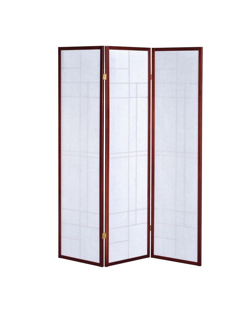 Katerina 3-Panel Folding Floor Screen White/Cherry from Coaster - Luna Furniture