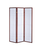 Katerina 3-Panel Folding Floor Screen White/Cherry from Coaster - Luna Furniture