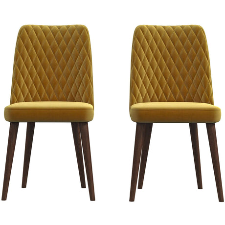 Katie Mid-Century Modern Velvet Dining Chair (Set of 2) Dark Yellow - AFC00419 - Luna Furniture