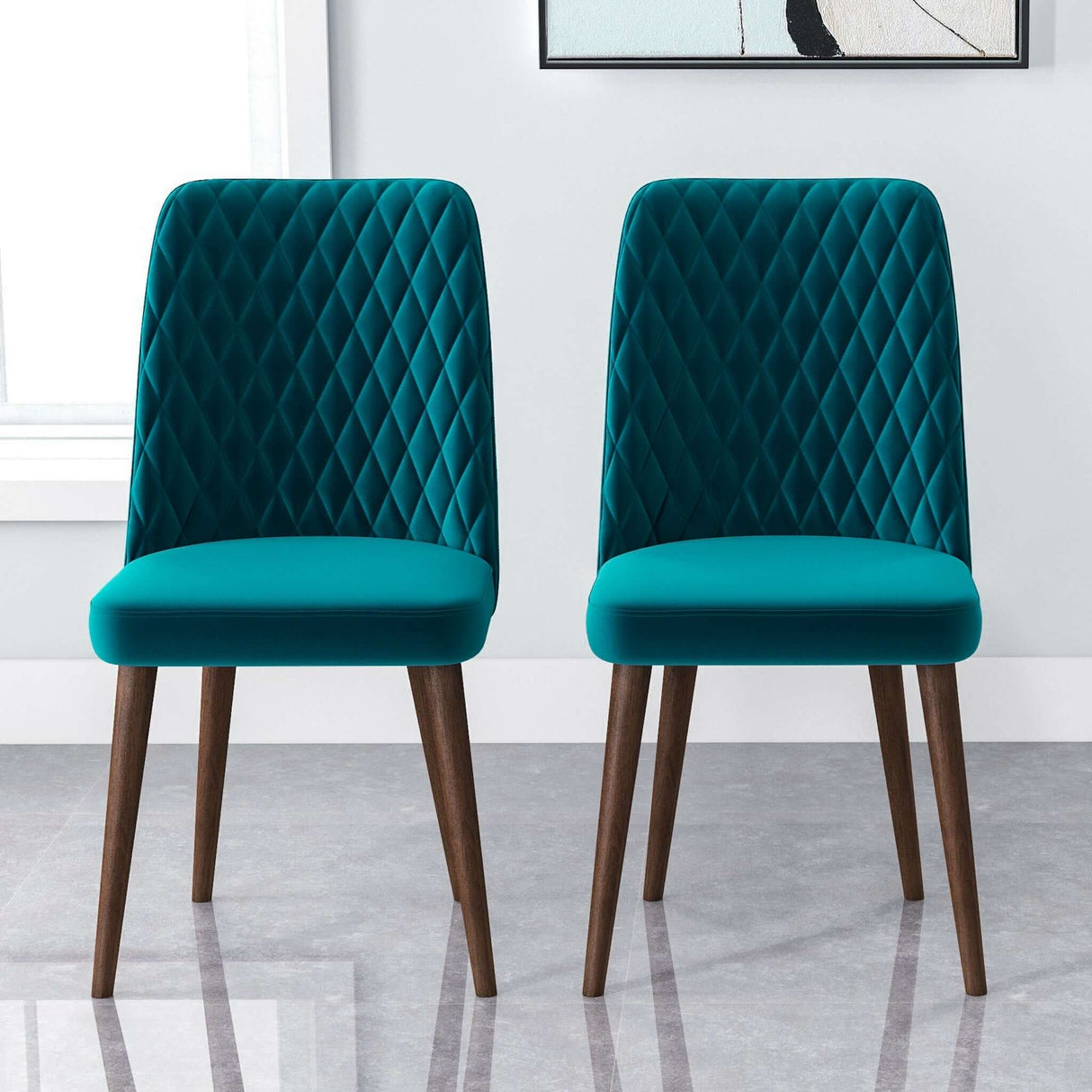 Katie Mid-Century Modern Velvet Dining Chair (Set of 2) Navy Blue - AFC00113 - Luna Furniture