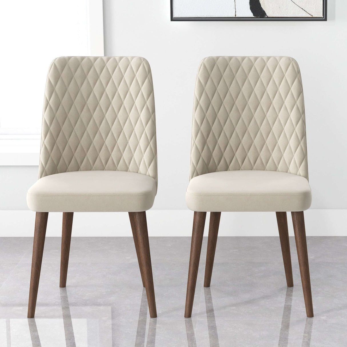 Katie Mid-Century Modern Velvet Dining Chair (Set of 2) Navy Blue - AFC00113 - Luna Furniture