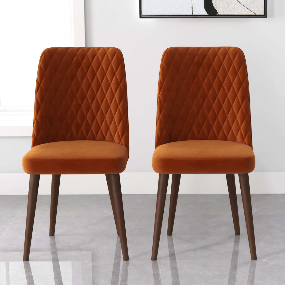 Katie Mid-Century Modern Velvet Dining Chair (Set of 2) Navy Blue - AFC00113 - Luna Furniture