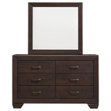 Kauffman 6-drawer Dresser with Mirror Dark Cocoa - 204393M - Luna Furniture