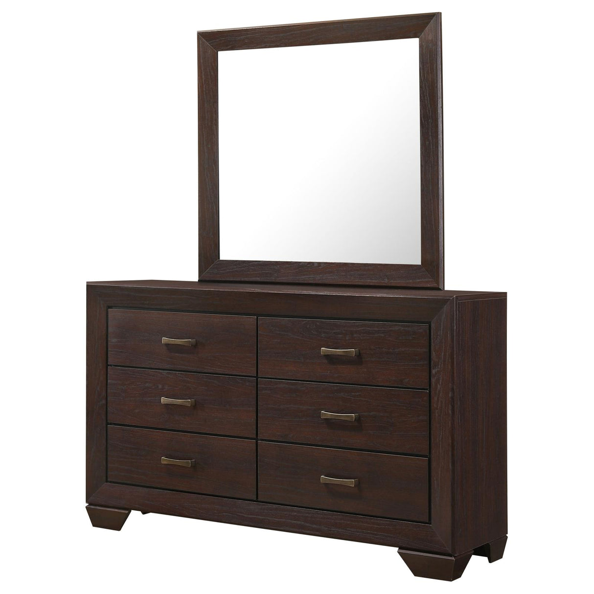 Kauffman 6-drawer Dresser with Mirror Dark Cocoa - 204393M - Luna Furniture