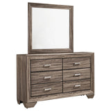 Kauffman 6-drawer Dresser with Mirror Washed Taupe from Coaster - Luna Furniture