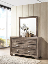 Kauffman 6-drawer Dresser with Mirror Washed Taupe from Coaster - Luna Furniture