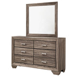 Kauffman 6-drawer Dresser with Mirror Washed Taupe from Coaster - Luna Furniture