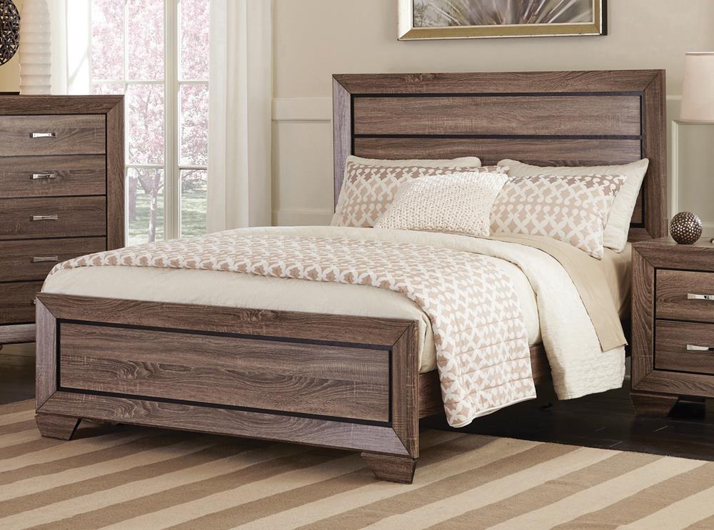 Kauffman California King Panel Bed Washed Taupe from Coaster - Luna Furniture