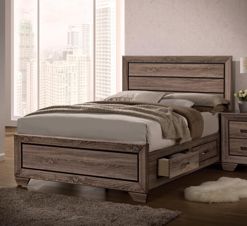 Kauffman California King Storage Bed Washed Taupe from Coaster - Luna Furniture