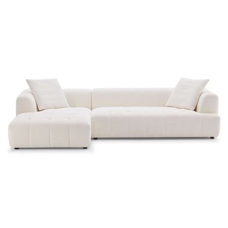 Kaynes Mid-Century Modern Boucle Sectional Sofa Left Sectional / Ivory - AFC01961 - Luna Furniture