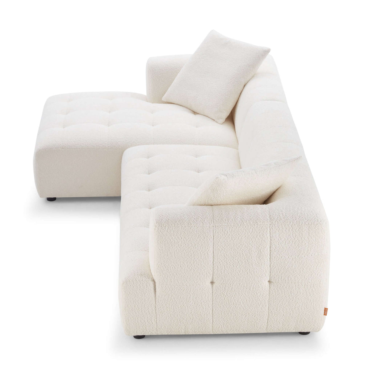 Kaynes Mid-Century Modern Boucle Sectional Sofa Left Sectional / Ivory - AFC01961 - Luna Furniture