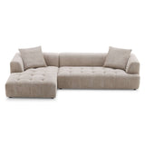 Kaynes Mid-Century Modern Boucle Sectional Sofa Left Sectional / Ivory - AFC01961 - Luna Furniture