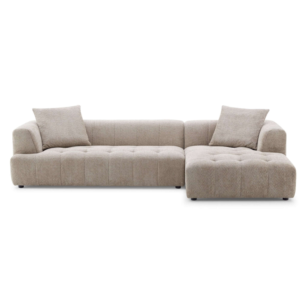 Kaynes Mid-Century Modern Boucle Sectional Sofa Left Sectional / Ivory - AFC01961 - Luna Furniture