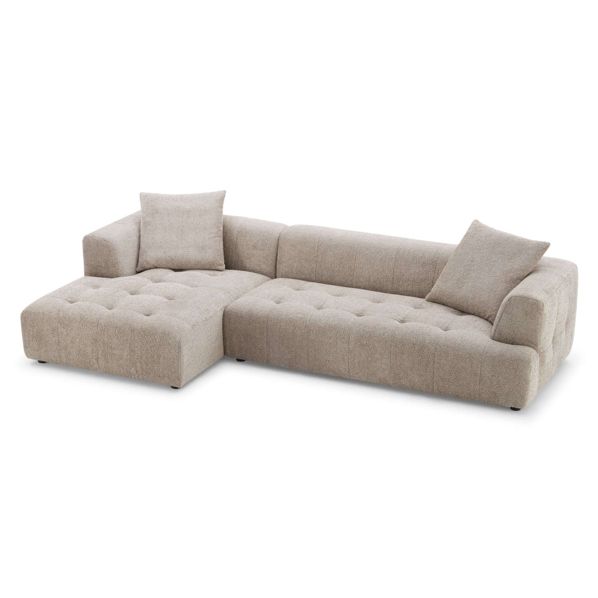 Kaynes Mid-Century Modern Boucle Sectional Sofa Left Sectional / Ivory - AFC01961 - Luna Furniture