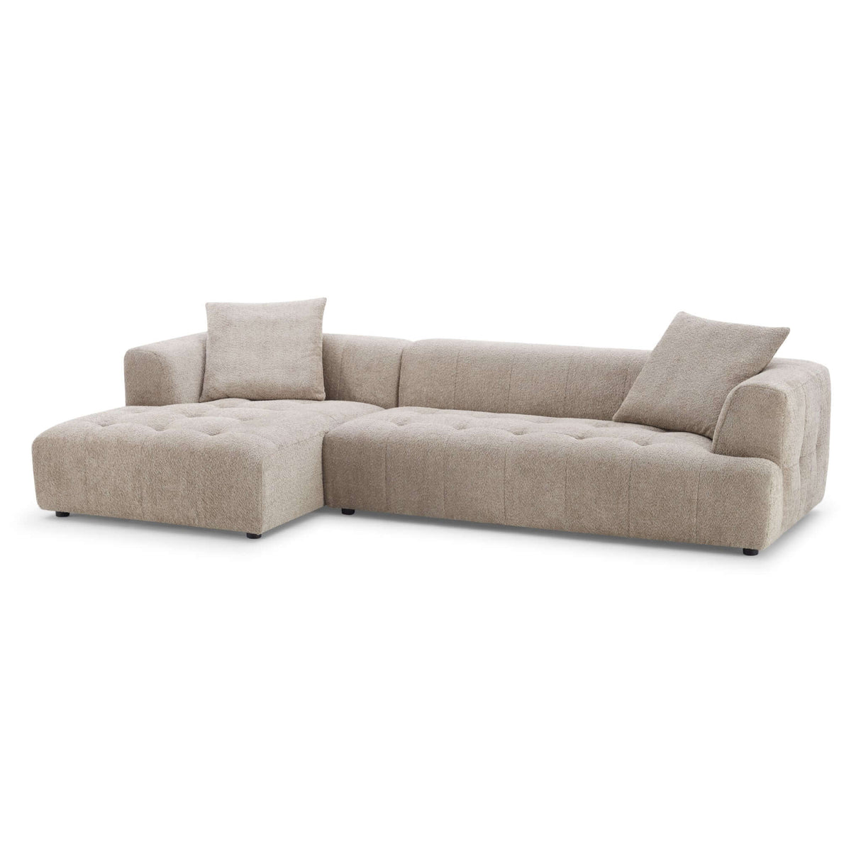 Kaynes Mid-Century Modern Boucle Sectional Sofa Left Sectional / Ivory - AFC01961 - Luna Furniture