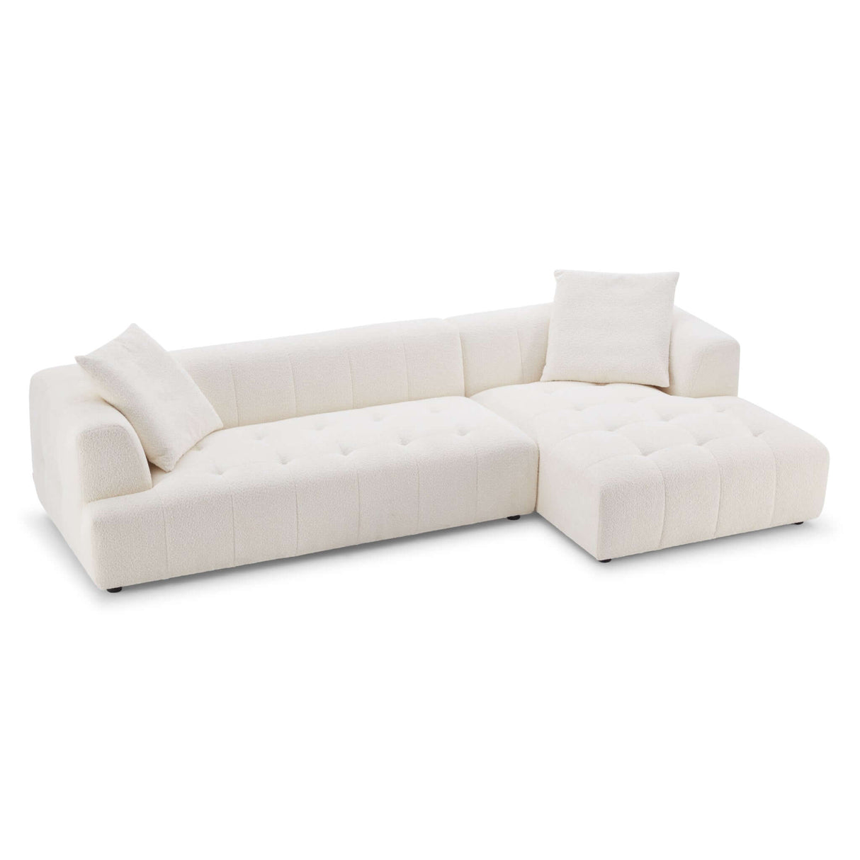 Kaynes Mid-Century Modern Boucle Sectional Sofa Left Sectional / Ivory - AFC01961 - Luna Furniture